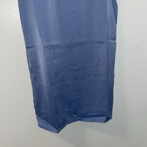 NWT Weworewhat slate blue satin charmeuse slip cowl midi dress spaghetti straps - Picture 5 of 14
